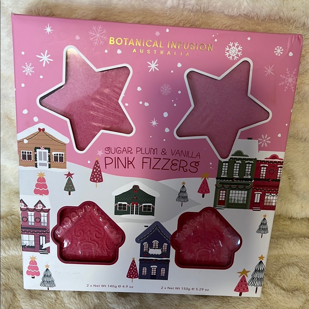 Pink Star and House Shaped Bath Fizzers Sugar Plum and Vanilla